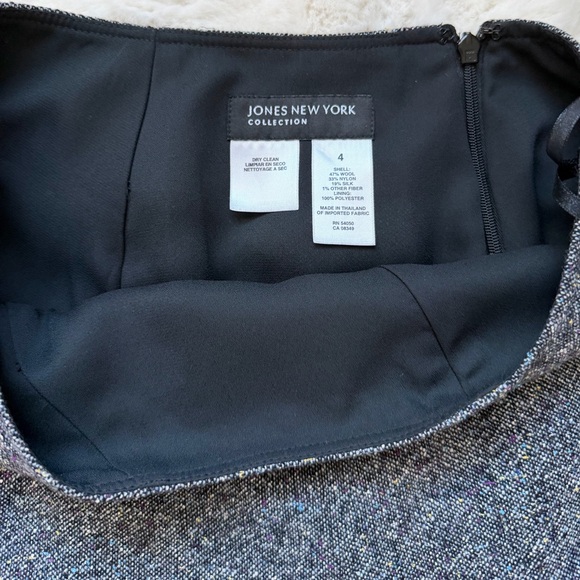 Jones New York Wool/Silk Blend Six-Gore Speckled Midi Grey Skirt with Lining - Picture 5 of 7